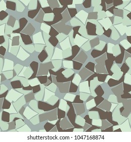 Broken pentagons from multi-colored fragments. Beautiful camouflage for fashion people. Seamless pattern.