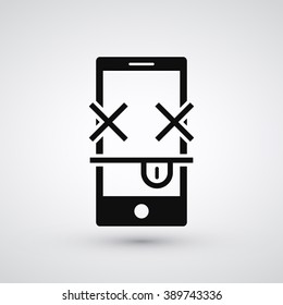 Broken Phone with the Death Mood | Dead Mobile Sytem / OS | Vector Icon Element Graphic Illustration Design on white background