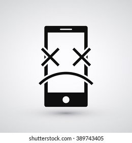 Broken Phone with the Death Mood | Dead Mobile Sytem / OS | Vector Icon Element Graphic Illustration Design on white background