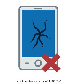 broken phone flat icon