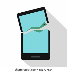 Broken Phone Icon. Flat Illustration Of Broken Phone Vector Icon For Web