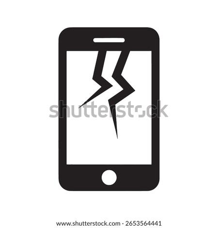 Broken Phone Icon Vector Glyph Of A Smartphone With Cracked Screen Symbol For Damaged Device And Mobile Repair Service Accident Or Malfunction
