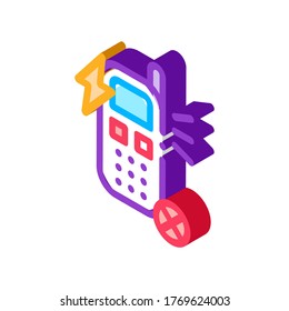 Broken Phone Icon Vector. Isometric Broken Phone sign. color isolated symbol illustration