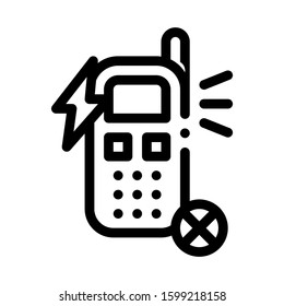 Broken Phone Icon Vector. Outline Broken Phone Sign. Isolated Contour Symbol Illustration