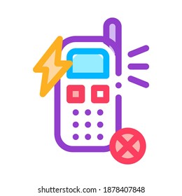 Broken Phone Icon Vector. Outline Broken Phone Sign. Isolated Contour Symbol Illustration