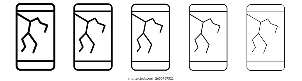 broken phone icon vector thin outline style sign