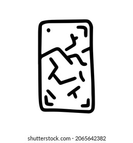 Broken Phone Line Vector Doodle Simple Icon