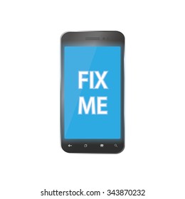 broken phone with a problem which ask you to fix him . Icon for repair smartphones