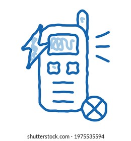 Broken Phone sketch icon vector. Hand drawn blue doodle line art Broken Phone sign. isolated symbol illustration