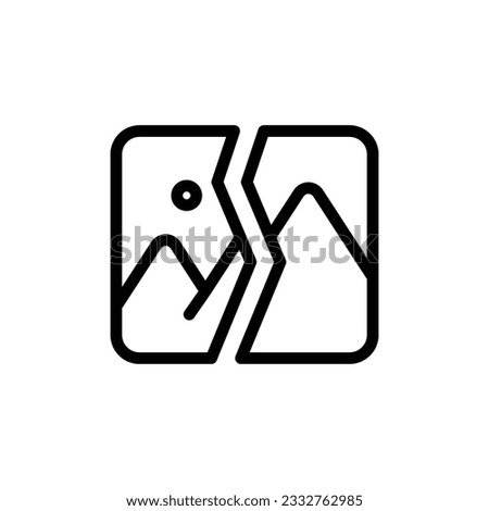 Broken picture line icon vector. Missing, corrupted, broken symbol image icon. Vector illustration outline pictogram for infographic interface or design graphic. 