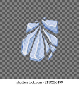 Broken pieces of ice block flat vector illustration isolated on transparent background. Iceberg, ice block pieces and icicles shards with sharp edges.