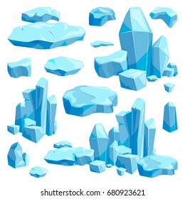 Broken pieces of ice. Game design vector illustrations in cartoon style