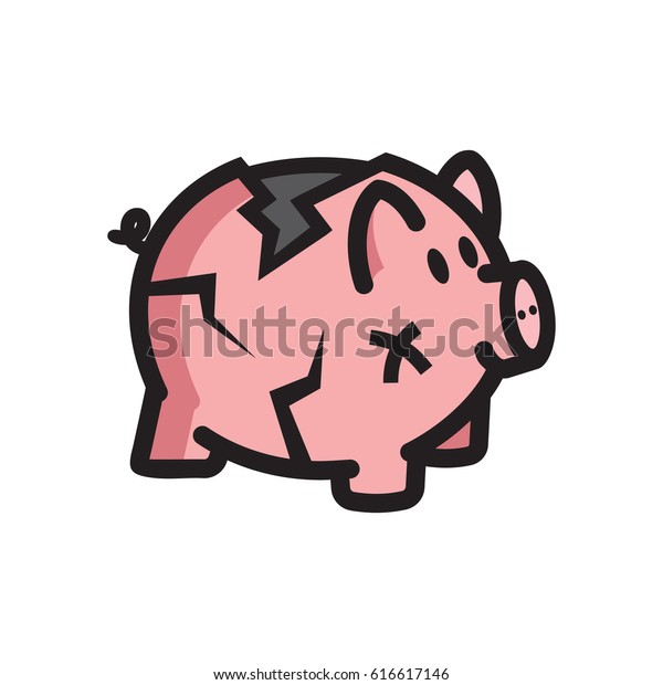 broken piggy bank clipart
