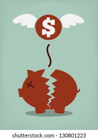 Broken Piggy Bank concept for financial crisis or economic depression