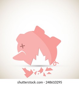 Broken Piggy Bank - EPS 10 Vector