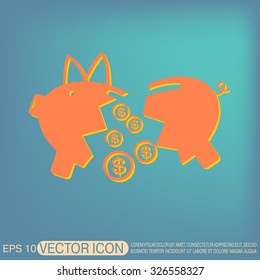 broken piggy Bank icon