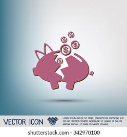 broken piggy Bank icon