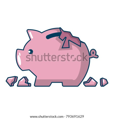 Broken Piggy Bank Icon Cartoon Illustration Stock Vector - 