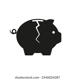 Broken piggy bank icon. Piggy bank with a crack. Vector. Flat design.