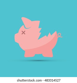 Broken Piggy Bank Icon  - EPS 10 Vector