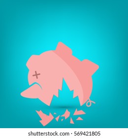 Broken Piggy Bank Icon - EPS 10 Vector