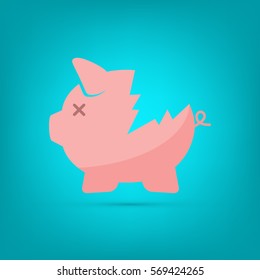 Broken Piggy Bank Icon  - EPS 10 Vector