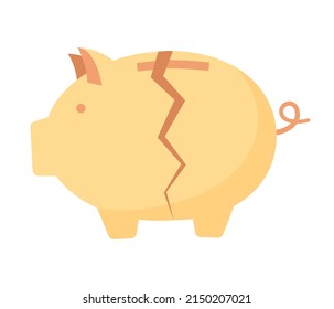 Broken piggy bank icon. Financial, banking, budget and investment concept. Vector flat illustration