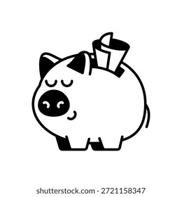 Ícone de Piggy Bank quebrado estilo sólido branco isolado fundo