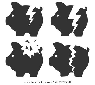 Broken Piggy Bank Icon. Vector Illustration. Eps 10.