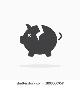 Broken Piggy Bank Icon. For Your Design, Logo. Vector Illustration.