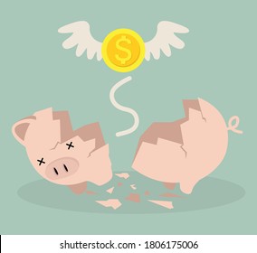 Broken Piggy bank money savings concept of growth 