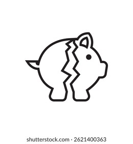 Ilustração de vetor de banco de porco quebrado em um fundo branco