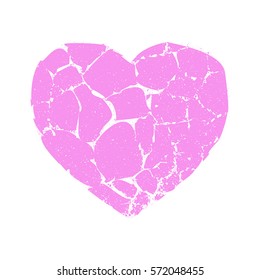Broken pink heart isolated shape. Mosaic love symbol like shattered glass pieces. Valentine day holiday design element. EPS10 vector.