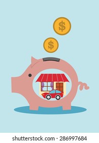 Broken pink pig-moneybox