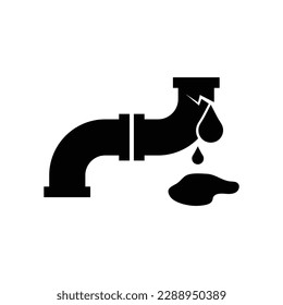 Broken pipe and drop oil icon design. tube drop isolated on white background, oil industry. vector illustration