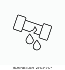 Broken pipe icon in black outlined and solid.