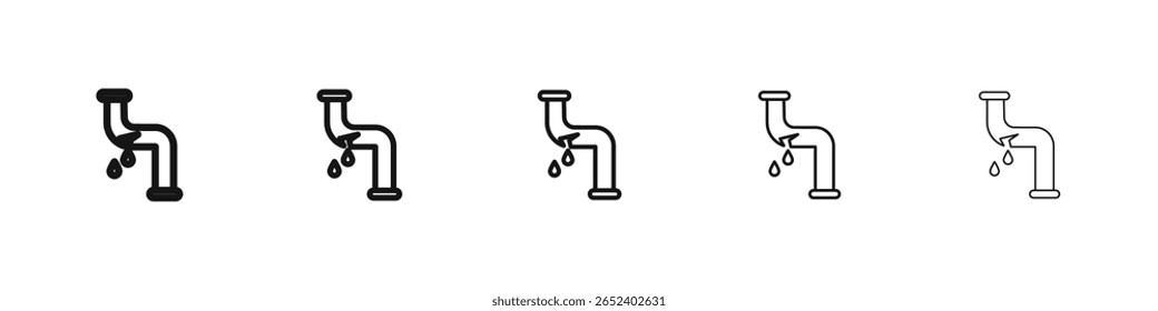 Icono de tubo roto signo de Vector blanco y negro