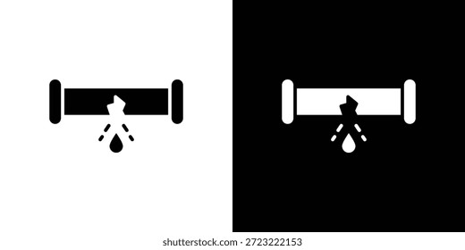 Symbol für kaputte Rohrleitung. Schwarz-Weiß einfaches flaches Design-Symbol