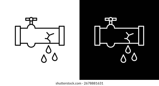 Symbol für gebrochene Pipe in bearbeitbarem Strich. EPS 10 Vektorgrafik.