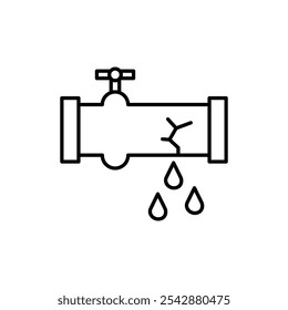 Broken pipe icon. filled and line stroke icons