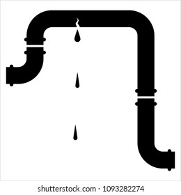 Broken Pipe Icon, Leakage In Pipe Vector Art Illustration