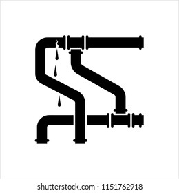 Broken Pipe Icon, Leakage In Pipe Vector Art Illustration