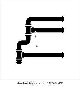 Broken Pipe Icon, Leakage In Pipe Vector Art Illustration
