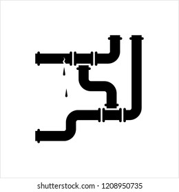 Broken Pipe Icon, Leakage In Pipe Vector Art Illustration