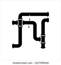 Broken Pipe Icon, Leakage In Pipe Vector Art Illustration