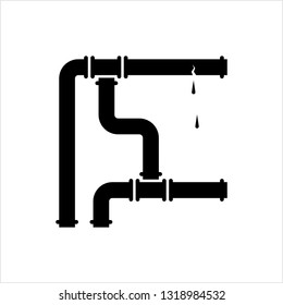 Broken Pipe Icon, Leakage In Pipe Vector Art Illustration