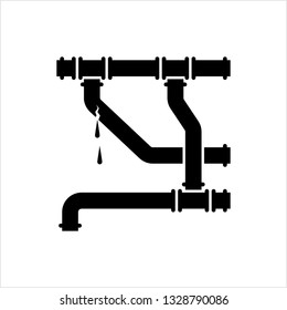 Broken Pipe Icon, Leakage In Pipe Vector Art Illustration