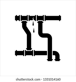 Broken Pipe Icon, Leakage In Pipe Vector Art Illustration
