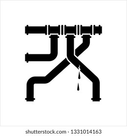 Broken Pipe Icon, Leakage In Pipe Vector Art Illustration