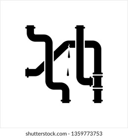 Broken Pipe Icon, Leakage In Pipe Vector Art Illustration